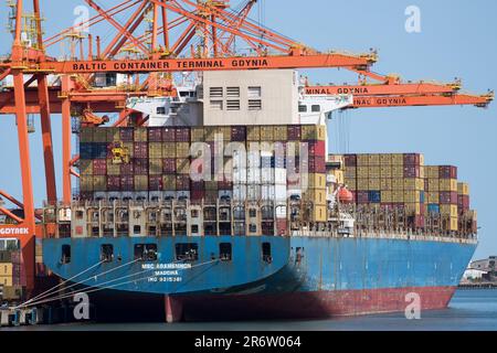 MSC Agamemnon container ship in Baltic Container Terminal in Gdynia ...