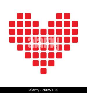 Seamless, simple red pixel heart isolated on a blank background Stock Vector