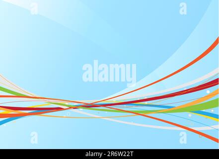 Vector illustration of blue abstract background made of colorful curved lines Stock Vector