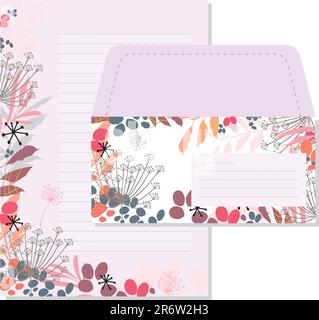 lined letter set witch jolly flowers Stock Vector