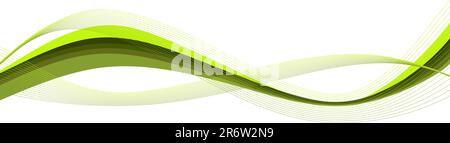 Abstract white background with green waves, vector illustration Stock Vector