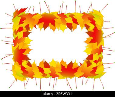 Autumn leafs frame isolated over white background Stock Vector