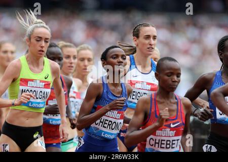 Eva CHERONO (Kenya) competing in the Women's 5000m Final at the 2019, IAAF Diamond League, Anniversary Games, Queen Elizabeth Olympic Park, Stratford, London, UK. Stock Photo