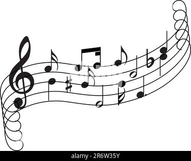 Musical notes staff theme for use in web design Stock Vector