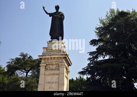 Monument  dedicated to Publio Virgilio Marone in a park on a sunny day Stock Photo