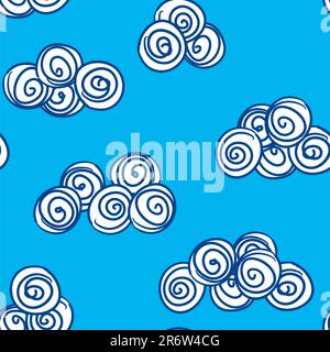 Abstract day clouds background. Seamless. White - blue palette. Vector illustration. Stock Vector
