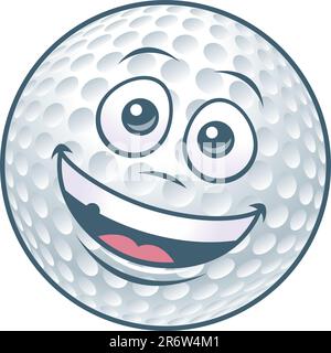 Vector illustration of a cartoon golf ball character. Stock Vector