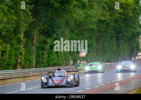 Le Mans, France. 11th June, 2023. # 23, Le Mans, France, Saturday 10th of JUNE 2023: Joshua Pierson, Tom Blomqvist, Oliver Jarvis, Team United Autosport, Oreca 07 - Gibson car, LMP2 Class, during the race of the 24H of Le Mans on June 10th . The United Autosport team races in the LMP2 class in the 24 Hours of Le Mans event on the circuit de la Sarthe, Le Mans, France, raceday 11 of JUNE 2023: during the 24H of Le Mans on June 11th 2023 on the circuit de la Sarthe, fee liable image, Photo copyright © Geert FRANQUET/ATP images (FRANQUET Geert /ATP/SPP) Credit: SPP Sport Press Photo. Stock Photo