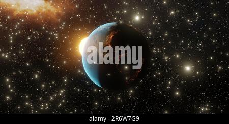 Planet Earth with spectacular sunrise. Elements are part of NASA. 3D ...