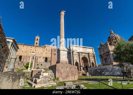 The Roman Forum located at the centre of the ancient city of Rome from seen from Palatine Hill, Rome ,Italy Stock Photo