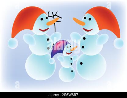 nice vector illustration of a snowmen Stock Vector