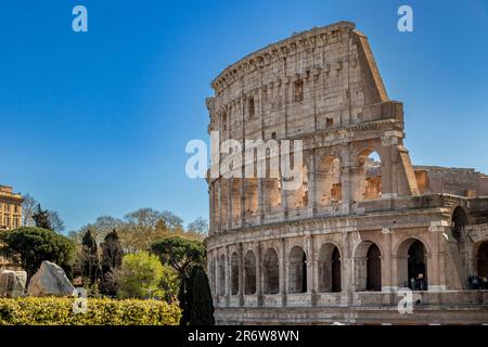 The Colosseum in the centre of Rome, the largest ancient amphitheatre ever built and an historic landmark in Rome, Italy Stock Photo