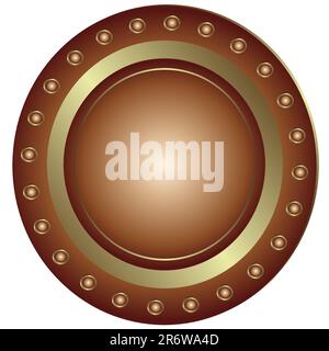 Bronze plate with rivet on white background (vector) Stock Vector