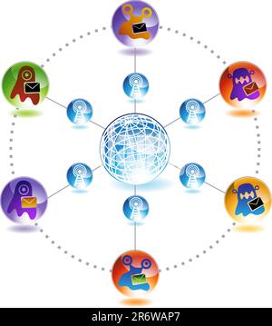 3d image showing viruses occurring globally. Stock Vector