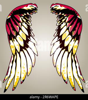 shiny colourful tribal wing Stock Vector