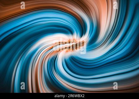 A vibrant abstract swirl composed of a combination of blue, brown, and white. Stock Photo