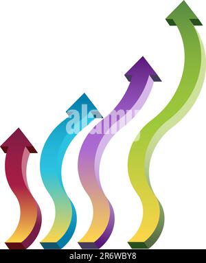 Upward moving arrows isolated on a white background. Stock Vector