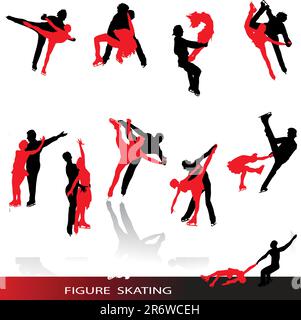 Figure  skating silhouettes Stock Vector