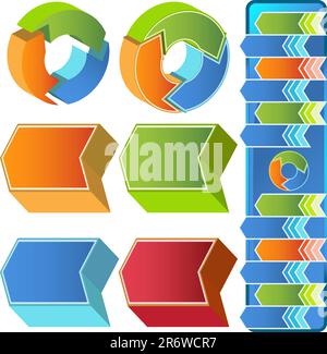 Set of colorful 3D business icons. Stock Vector