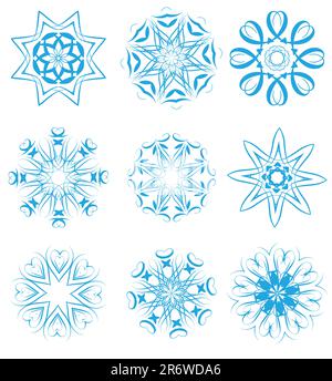 Vector illustration of  snowflakes  and stars set  for your Christmas design Stock Vector