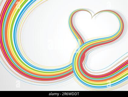 Vector illustrator of Colorful lines crossing each other on heart shape Stock Vector
