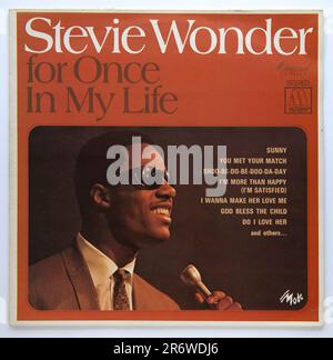 LP cover of For Once in My Life, the ninth studio album by Stevie Wonder, which was released in 1968 Stock Photo