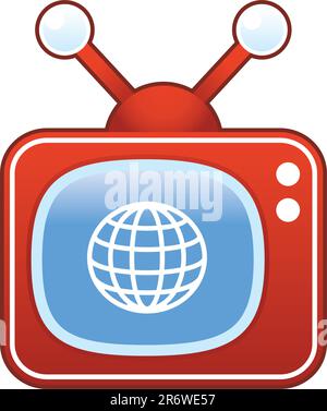 Globe or international icon on retro television set Stock Vector