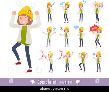 A set of casual fashion women expressing their discontent.It's vector art so easy to edit. Stock Vector