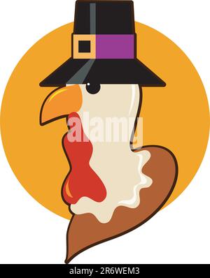 A Thanksgiving turkey with a pilgrim hat Stock Vector