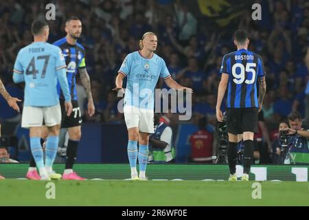 Istanbul, Turkey. 10th June, 2023. Erling Haaland of Manchester City during UEFA Champions League final match between Manchester City FC and FC Internazionale at Ataturk Olympic Stadium, Istanbul, Turkey on June 10, 2023. Credit: Giuseppe Maffia/Alamy Live News Stock Photo