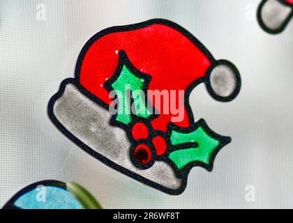 DIY chrstmas decorations on the window Stock Photo