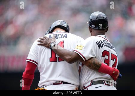 March 15, 2023, North Port FL USA; Atlanta Braves second baseman Orlando  Arcia (11) heads to the dugout during an MLB spring training game against  the Stock Photo - Alamy