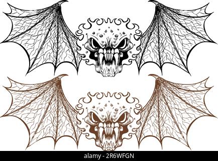 Set of 2 Winged Demons. Stock Vector