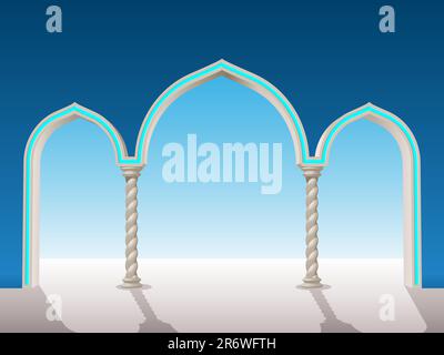 oriental gypsum archway to put on a background to frame Stock Vector
