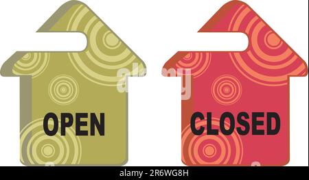 open closed label set for door Stock Vector