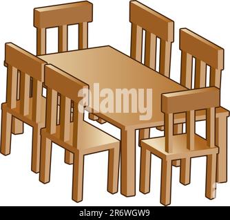 Dining room table isolated on a white background. Stock Vector