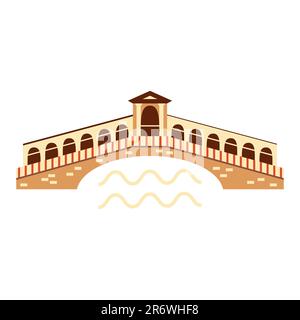 Famous Rialto Bridge in Venice Icon Stock Vector