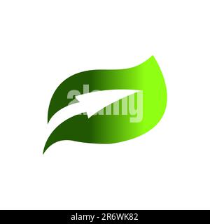 Leaf with arrow icon in flat style. Eco symbol isolated on white. Simple abstract nature icon in green. Stock Vector