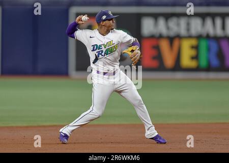 St. Petersburg, FL USA; Tampa Bay Rays pitcher Luis Patino (1) delivers a  pitch during an MLB game against the Texas Rangers on Friday, June 9, 2023  a Stock Photo - Alamy