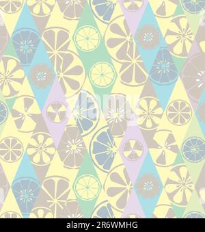 Texture bright blue summer stylish glamorous fashionable with a pattern of lemons limes oranges citrus fresh fruit vitamin tropical tasty sweet on the Stock Vector