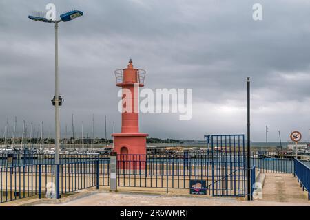 West Wharf of the Port of Cambrils designed by the engineer Francisco de Membrillera in the first third of the 20th century, Golden Coast, Tarragona. Stock Photo