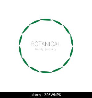 Hand-drawn frame of green leaves, wreath of twigs and leaves with strokes Stock Vector