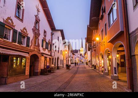 GARMISCH-PARTENKIRCHEN, GERMANY - SEPTEMBER 4, 2019: Evening view of Ludwigstrasse street in Garmisch-Partenkirchen, Bavaria state, Germany. Stock Photo