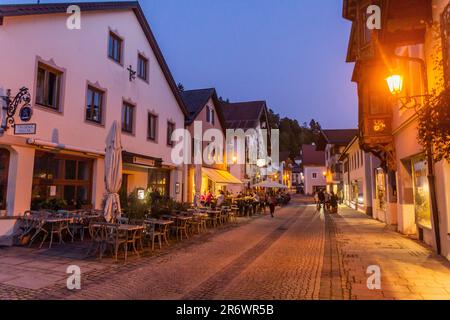 GARMISCH-PARTENKIRCHEN, GERMANY - SEPTEMBER 4, 2019: Evening view of Ludwigstrasse street in Garmisch-Partenkirchen, Bavaria state, Germany. Stock Photo