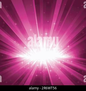 Festive purple light burst and stars with centre in lower third of the square image. 7 global colors, background controlled by 1 linear gradient. A... Stock Vector