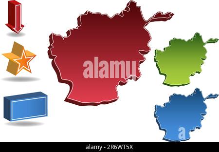Afghanistan map isolated on a white background. Stock Vector
