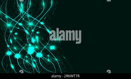 Abstract green beautiful digital modern magical shiny electric energy laser neon texture with lines and waves stripes, background. Stock Vector