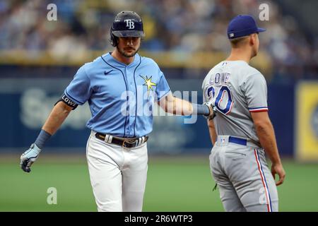 Josh Lowe of the Tampa Bay Rays stands on first base next to his News  Photo - Getty Images