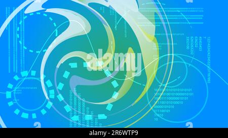 Blue abstract modern energy technology digital elements of the HUD display from the future circular of the cosmic interface of the magic interface for Stock Vector