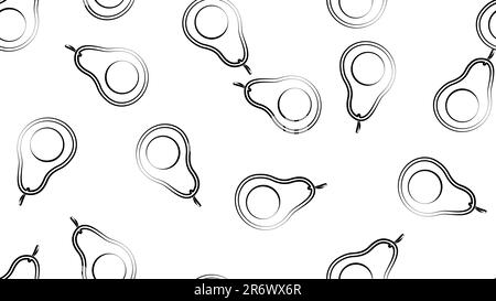 Seamless vector pattern with fruits avocado. For kitchen, for printing on textiles, phone case. Mix design for fabric and decor. Hand draw illustratio Stock Vector